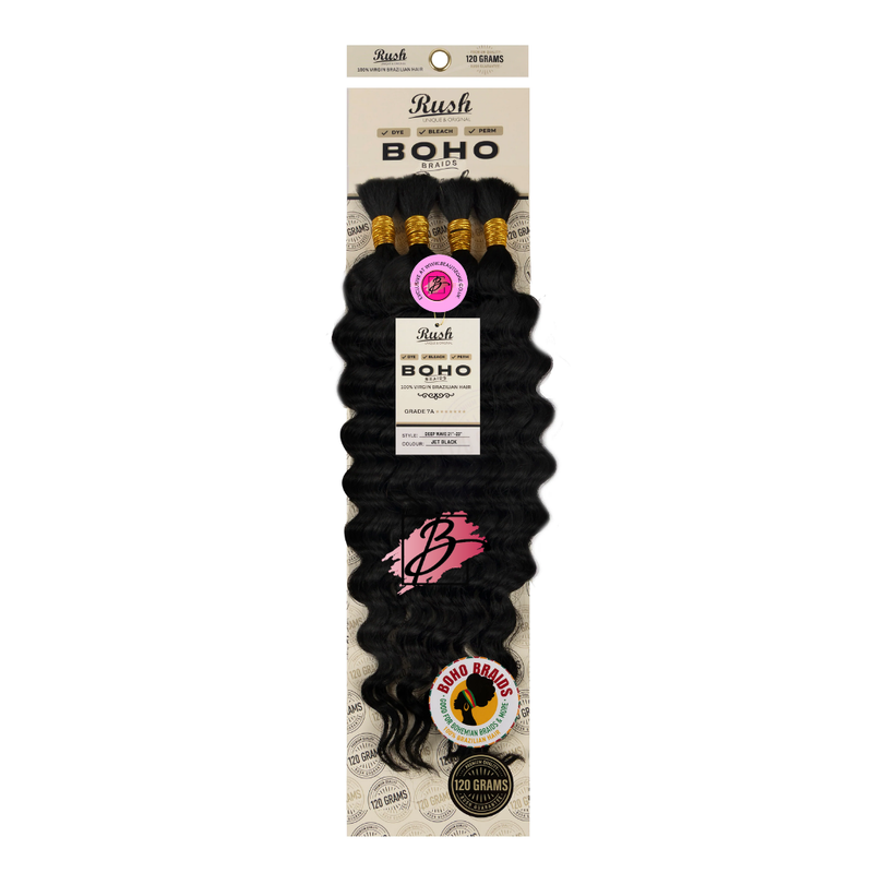 Rush 100% Brazilian Boho Braid 21” - 23” Deep Wave 120g