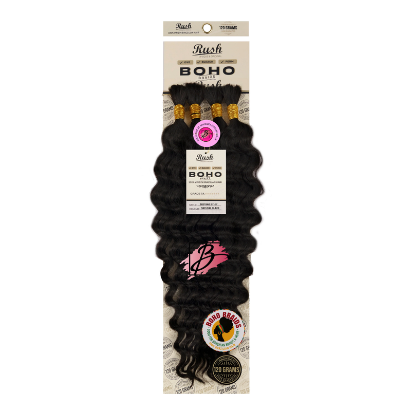 Rush 100% Brazilian Boho Braid 21” - 23” Deep Wave 120g