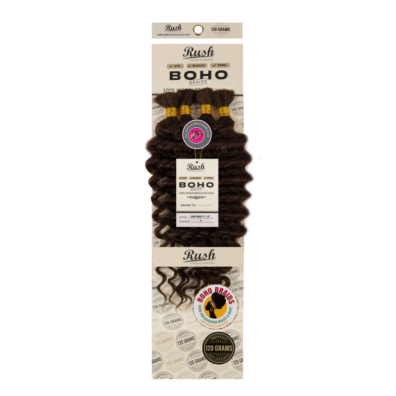 Rush 100% Brazilian Boho Braid 17”- 19” Deep Wave 120g