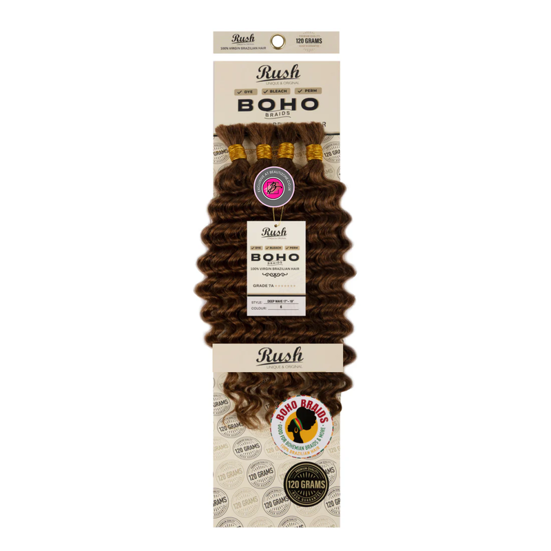 Rush 100% Brazilian Boho Braid 17”- 19” Deep Wave 120g