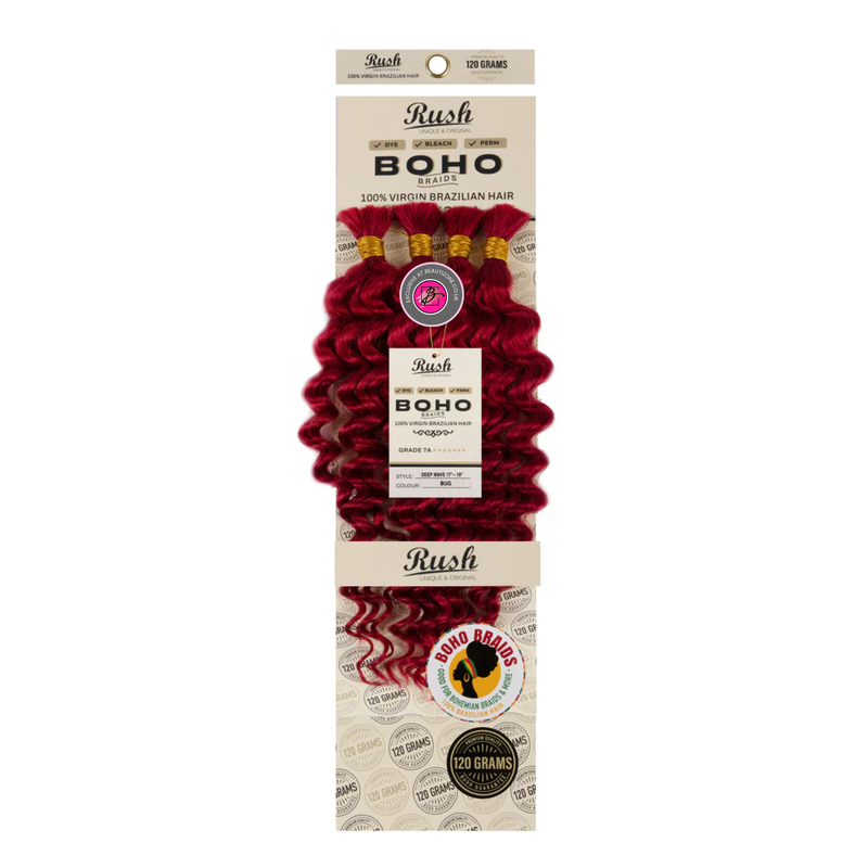 Rush 100% Brazilian Boho Braid 17”- 19” Deep Wave 120g