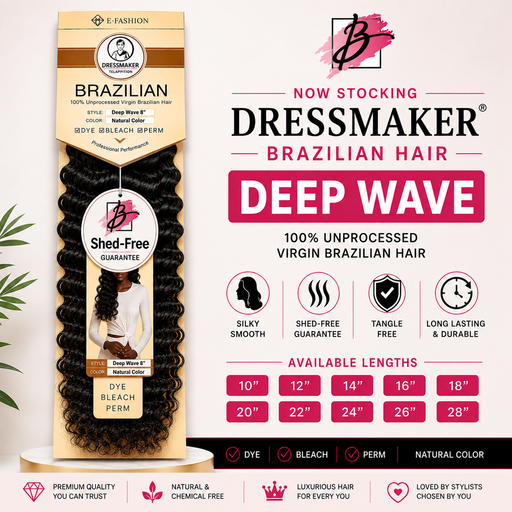 Dressmaker 100% Unprocessed Virgin Brazilian Deep Wave Natural Color