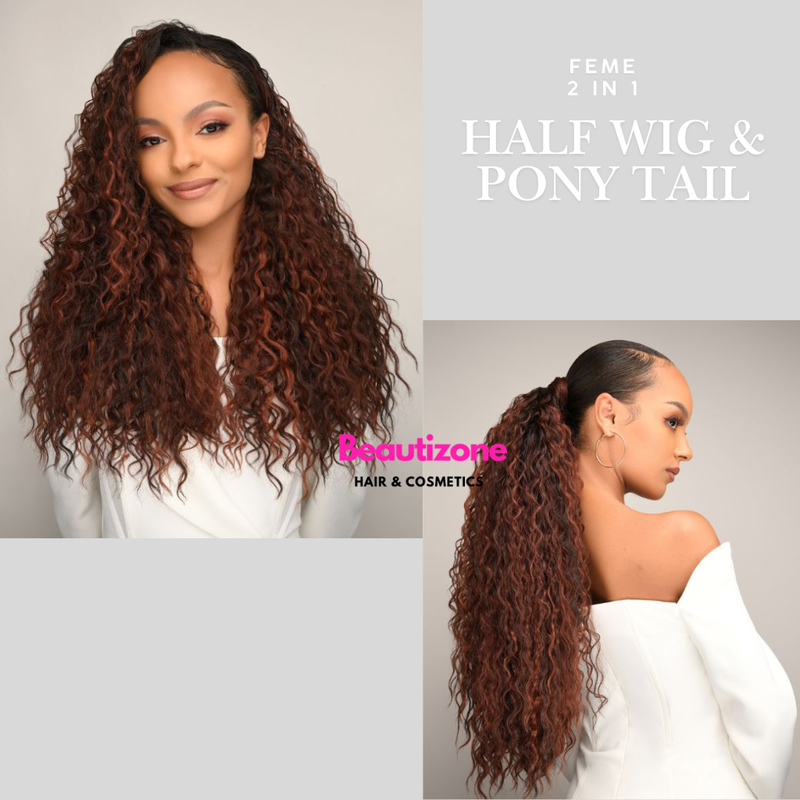Feme Zuri Premium Synthetic Fibre 2-in-1 Half Wig