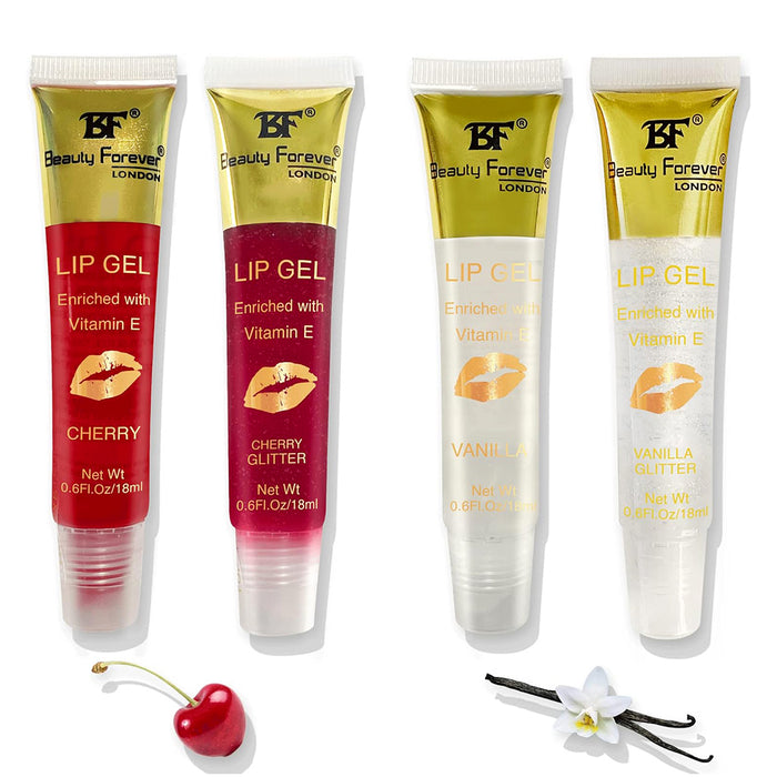 Beauty Forever Clear Moisturizing Lip Gel Tube - High Shine Formula with Vitamin E