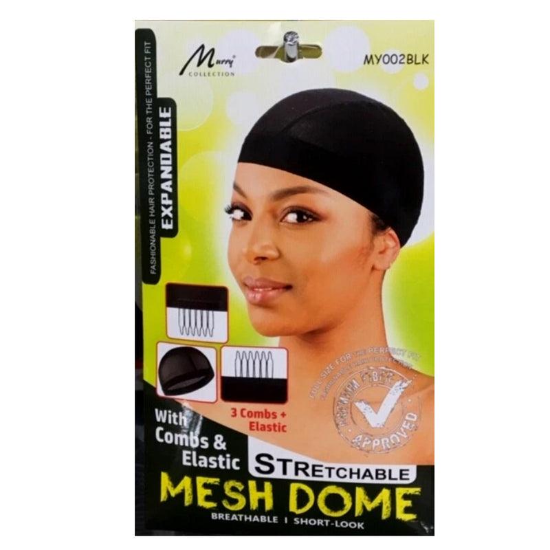 Murry_Collection_Stretchable_Mesh_Dome_Cap_With_Combs_&_Elastic_#M002BLK