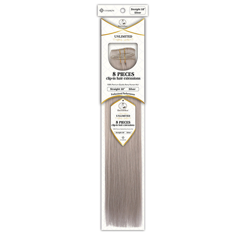 Dressmaker_Single_Weft_Clip_Straight_18_Inch_Silver