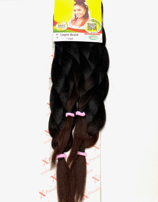 Xpression Braids l Pre Stretched l Lagos Braid l 42" - 52" Plaiting Hair for Braids/Plaits