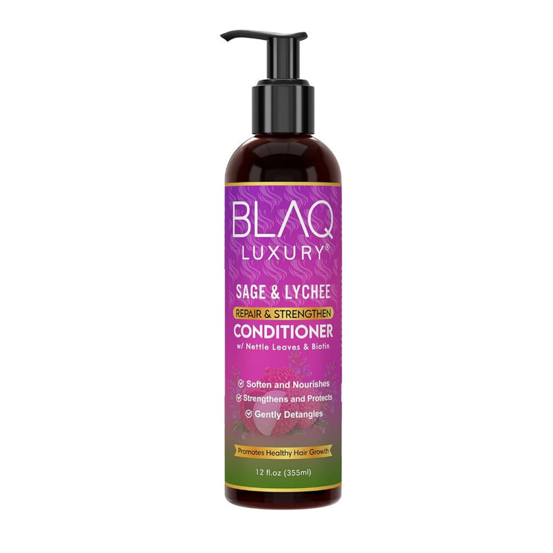 Blaq Luxury Sage & Lychee Repair and Strengthen Conditioner 355ml, Blaq Luxury, Beautizone UK