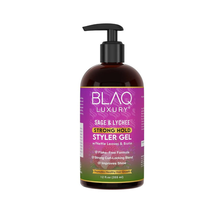 Blaq Luxury Sage & Lychee Strong Hold Styler Gel 355ml, Blaq Luxury, Beautizone UK