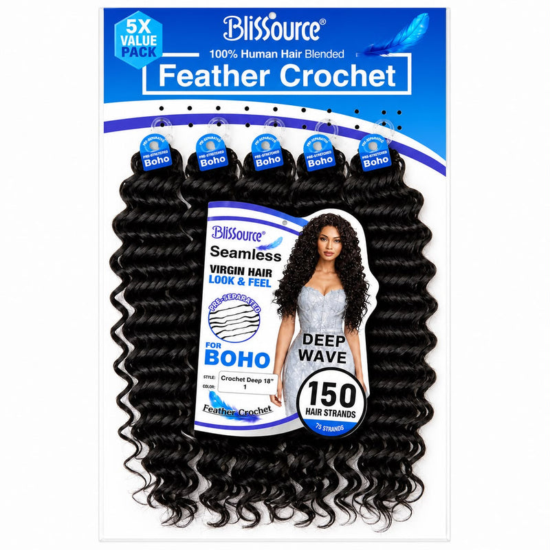 Blissource Feather Crochet Deep Curl 18 inch product pack