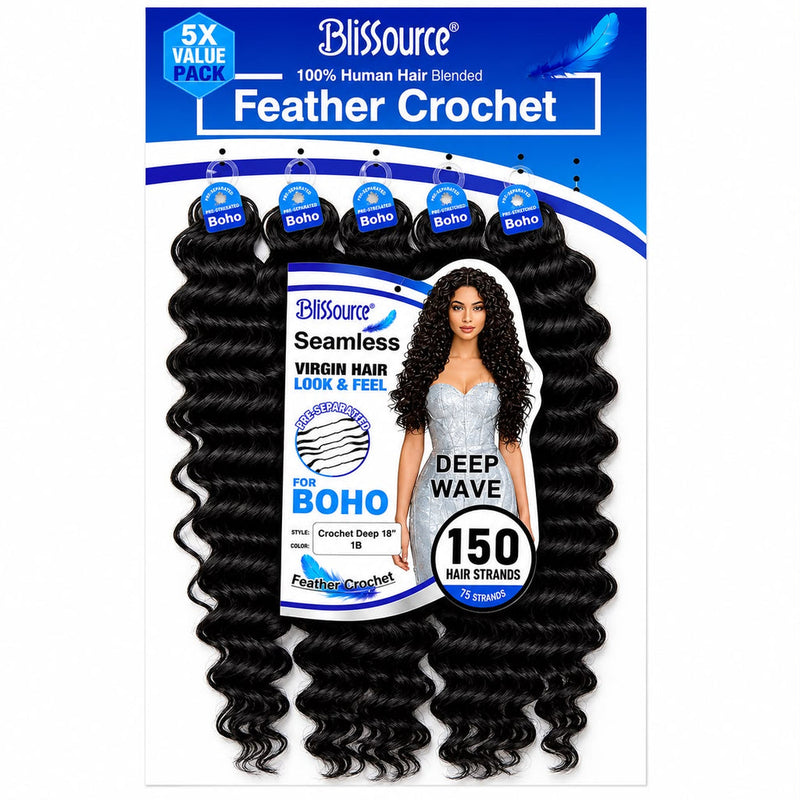 Blissource Feather Crochet Deep Curl shade 1 and 1B