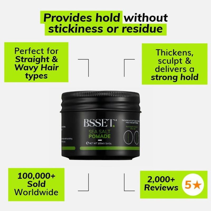 BSSET Sea Salt Pomade 100ml, BSSET, Beautizone UK