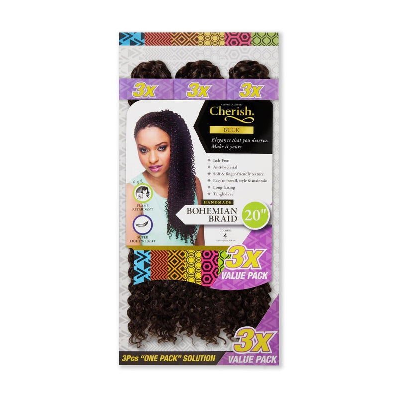 Cherish Bohemian Bulk 20'' Crochet Braids 3 x Pack Value, Cherish, Beautizone UK