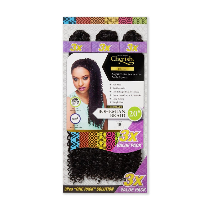 Cherish Bohemian Bulk 20'' Crochet Braids 3 x Pack Value, Cherish, Beautizone UK