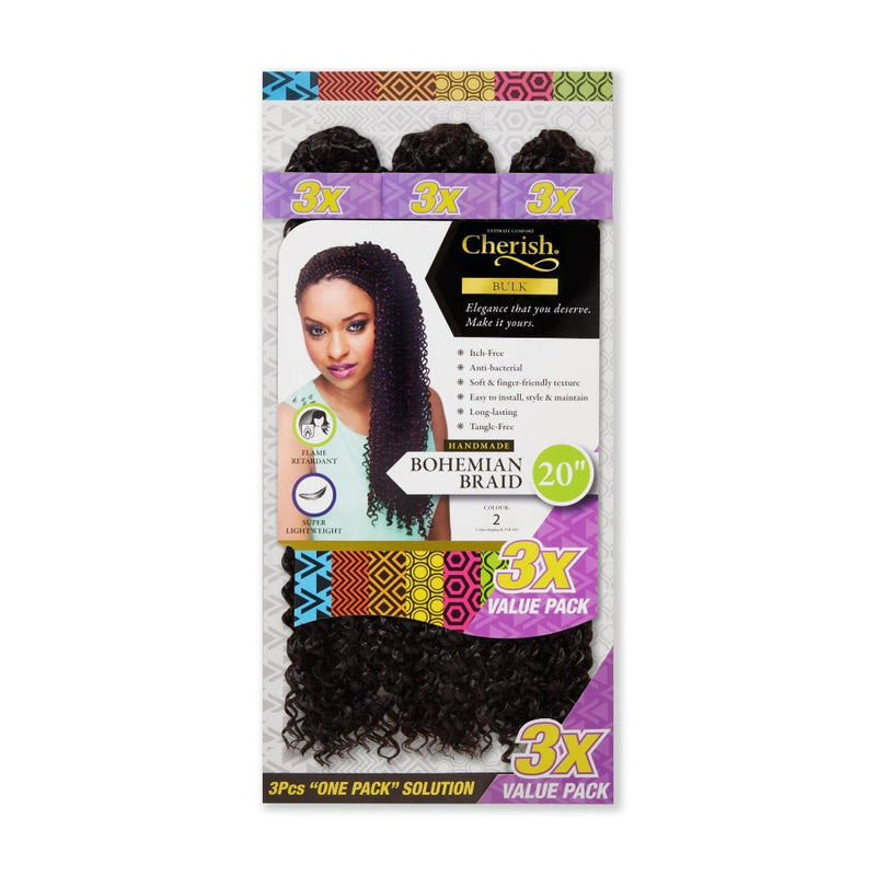 Cherish Bohemian Bulk 20'' Crochet Braids 3 x Pack Value, Cherish, Beautizone UK