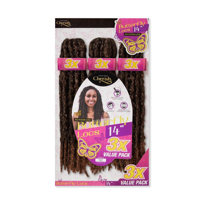 Cherish Bulk Butterfly Locs Crochet Hair 3x Value Pack - 14" Inches, Cherish, Beautizone UK