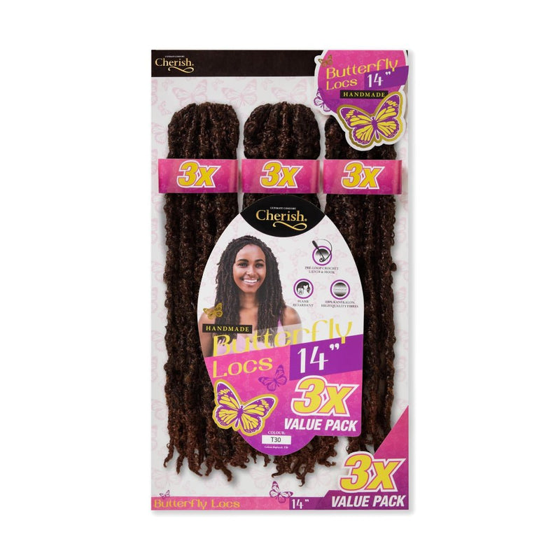 Cherish Bulk Butterfly Locs Crochet Hair 3x Value Pack - 14" Inches, Cherish, Beautizone UK