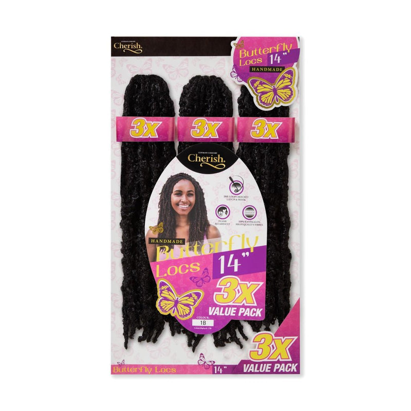 Cherish Bulk Butterfly Locs Crochet Hair 3x Value Pack - 14" Inches, Cherish, Beautizone UK