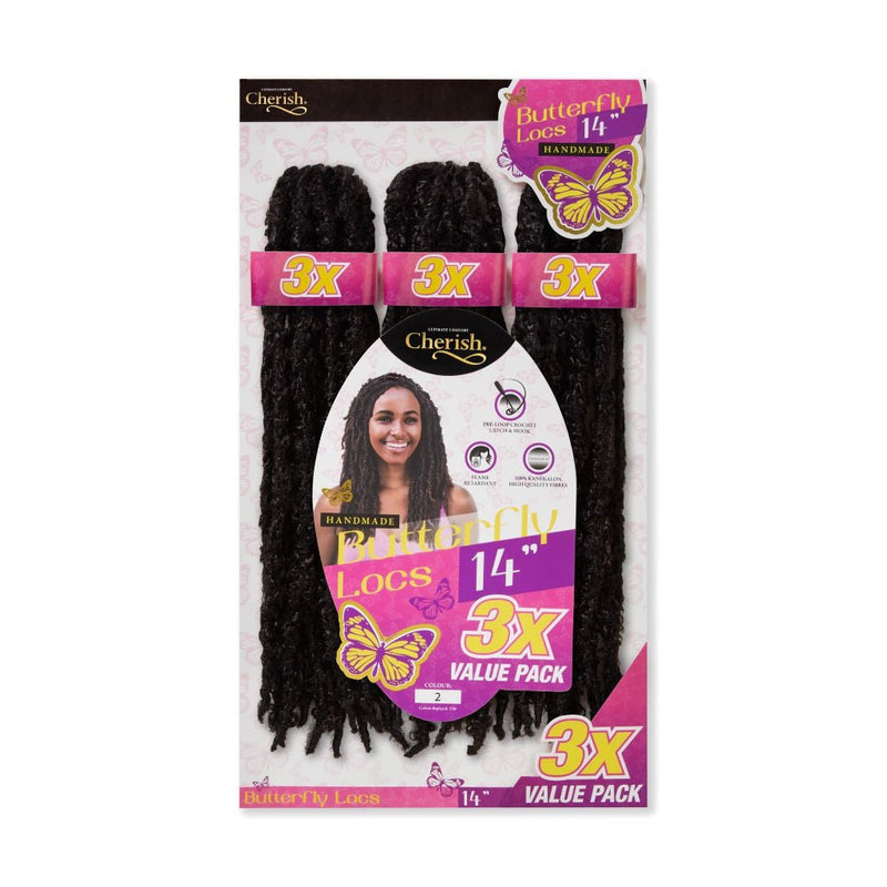 Cherish Bulk Butterfly Locs Crochet Hair 3x Value Pack - 14" Inches, Cherish, Beautizone UK