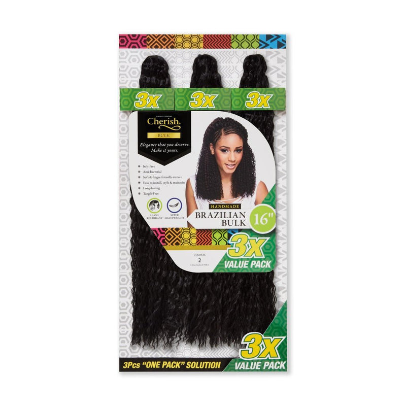 Cherish I Brazilian Bulk l Crochet Hair l 3 Value Pack 16" - 20" Lengths, Cherish, Beautizone UK