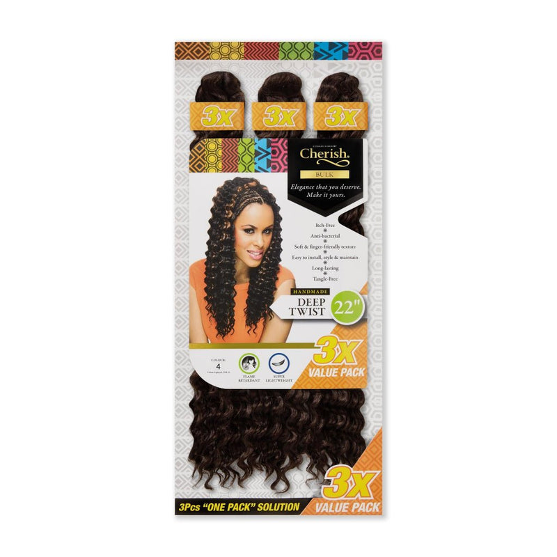Cherish I Deep Twist Bulk I 3 Value Pack I 22" Lengths I Synthetic Hair Braids, Cherish, Beautizone UK