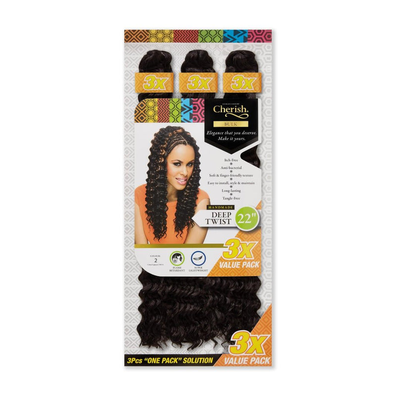 Cherish I Deep Twist Bulk I 3 Value Pack I 22" Lengths I Synthetic Hair Braids, Cherish, Beautizone UK