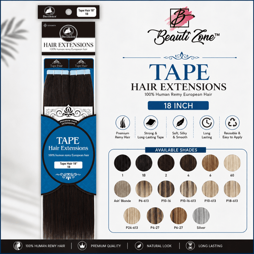 Dressmaker 100% Human Remy European Tape Hair Extensions 18 Inch, Dressmaker, Beautizone UK