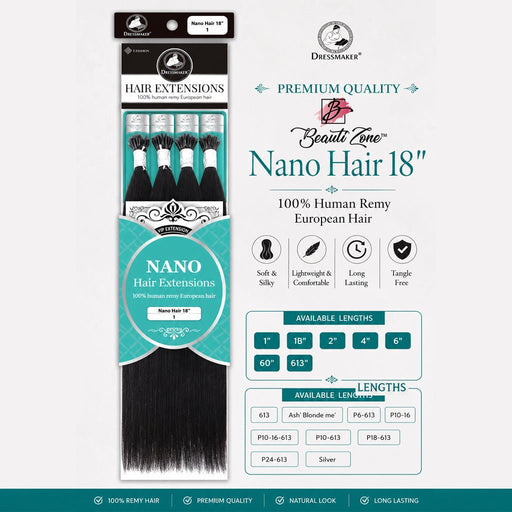 Dressmaker 100% Human Remy Nano Hair Extensions 18 Inch, Dressmaker, Beautizone UK