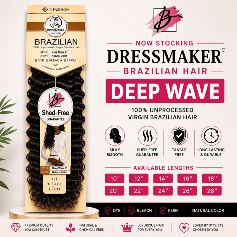 Dressmaker 100% Unprocessed Virgin Brazilian Deep Wave Natural Color
