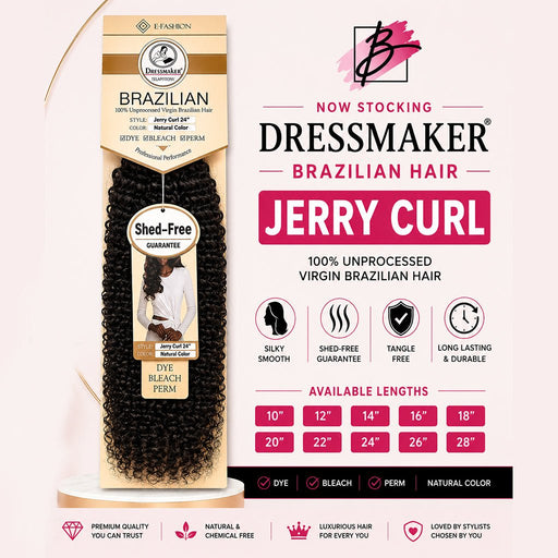 Dressmaker 100% Unprocessed Virgin Brazilian Jerry Curl Natural Color, Dressmaker, Beautizone UK
