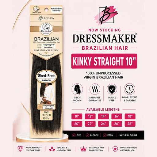 Dressmaker 100% Unprocessed Virgin Brazilian Kinky Straight Natural Color, Dressmaker, Beautizone UK