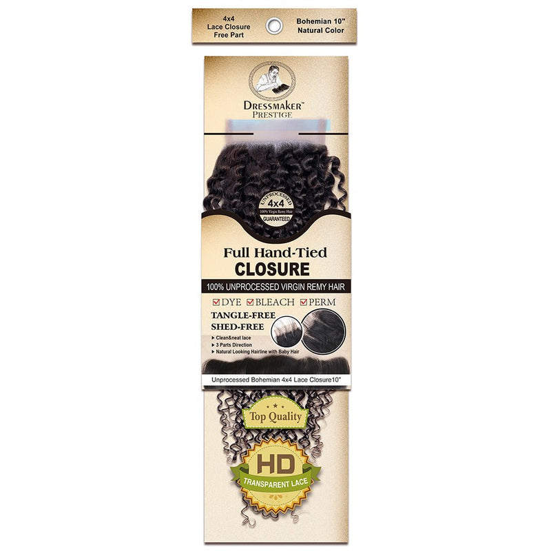 Dressmaker 100% unprocessed virgin remy Bohemian lace closure 4x4 free part natural color, Dressmaker, Beautizone UK