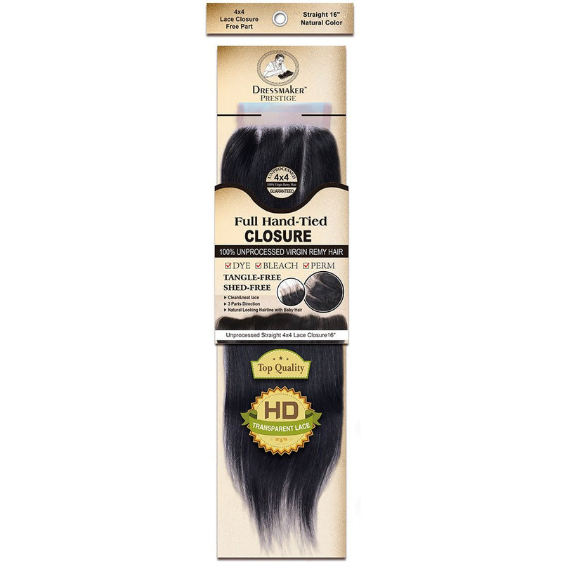 Dressmaker 100% unprocessed virgin remy Straight lace closure 4x4 free part Natural Color, Dressmaker, Beautizone UK