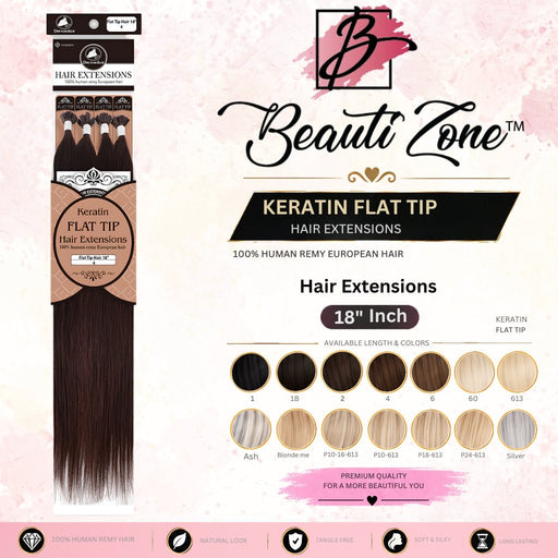 Dressmaker Remy European Keratin Flat Tip Straight Hair Extensions 18 Inch, Dressmaker, Beautizone UK