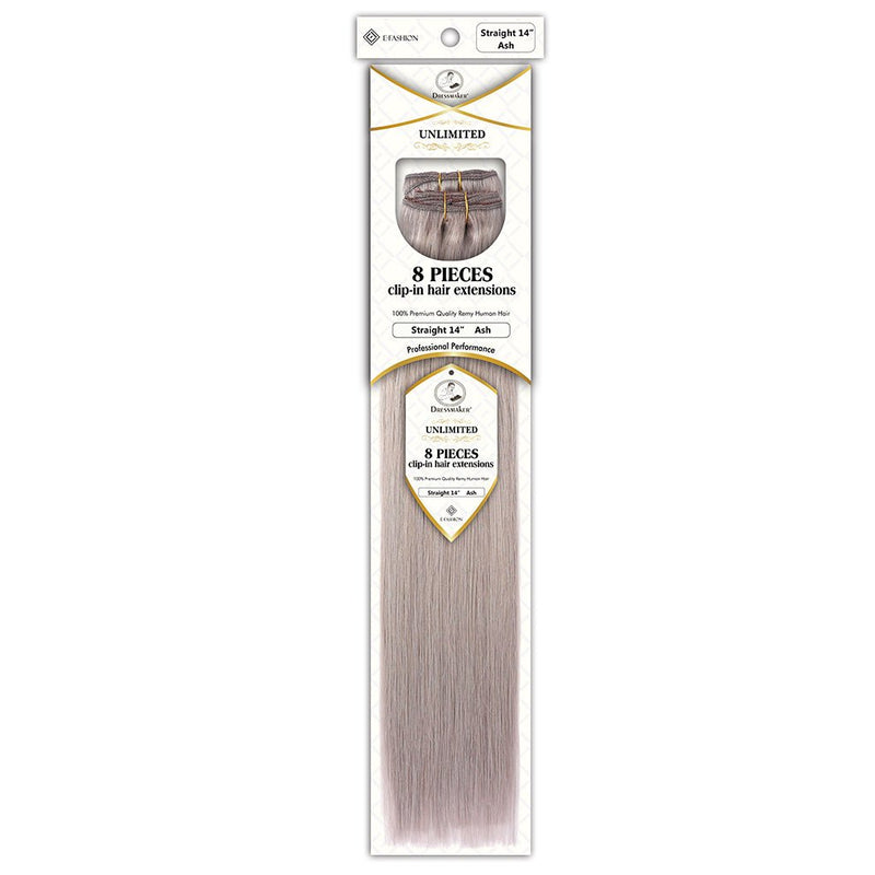 Dressmaker Unlimited 8 Piece Clip In Hair Extensions Single Weft Clip Straight 14 Inch, Dressmaker, Beautizone UK