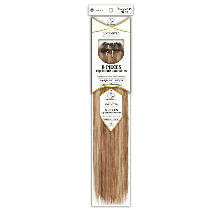 Dressmaker Unlimited 8 Piece Clip In Hair Extensions Single Weft Clip Straight 14 Inch, Dressmaker, Beautizone UK