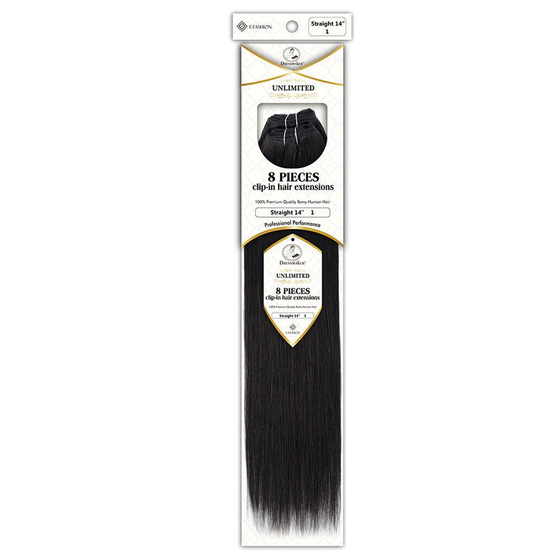 Dressmaker Unlimited 8 Piece Clip In Hair Extensions Single Weft Clip Straight 14 Inch, Dressmaker, Beautizone UK