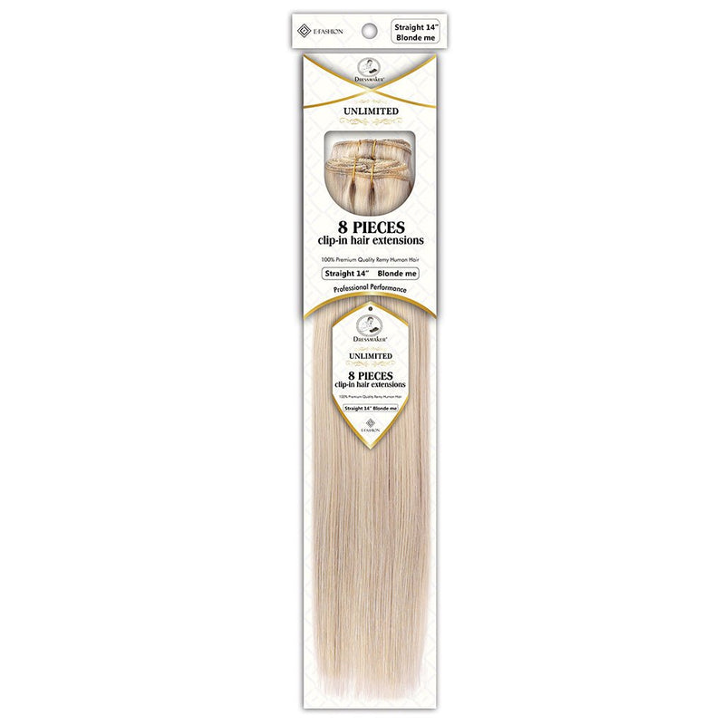 Dressmaker Unlimited 8 Piece Clip In Hair Extensions Single Weft Clip Straight 14 Inch, Dressmaker, Beautizone UK