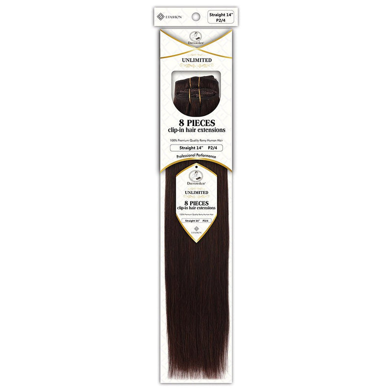 Dressmaker Unlimited 8 Piece Clip In Hair Extensions Single Weft Clip Straight 14 Inch, Dressmaker, Beautizone UK
