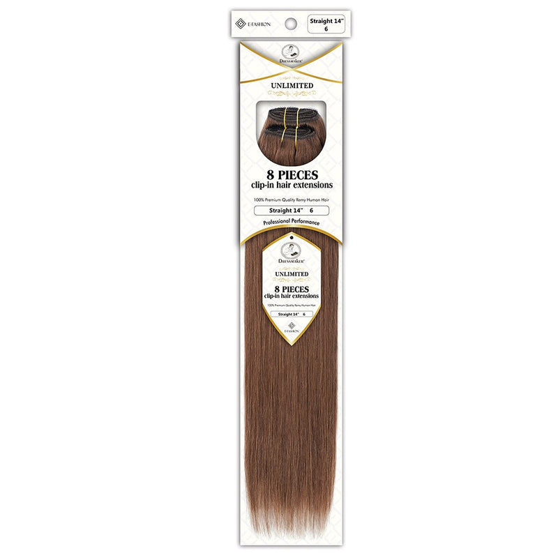 Dressmaker Unlimited 8 Piece Clip In Hair Extensions Single Weft Clip Straight 14 Inch, Dressmaker, Beautizone UK
