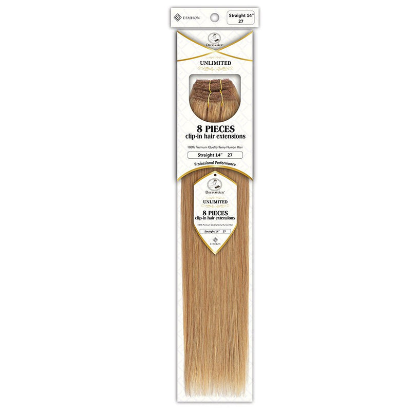 Dressmaker Unlimited 8 Piece Clip In Hair Extensions Single Weft Clip Straight 14 Inch, Dressmaker, Beautizone UK
