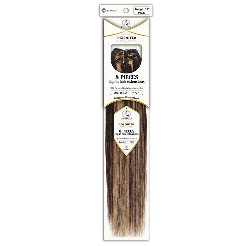 Dressmaker Unlimited 8 Piece Clip In Hair Extensions Single Weft Clip Straight 14 Inch, Dressmaker, Beautizone UK