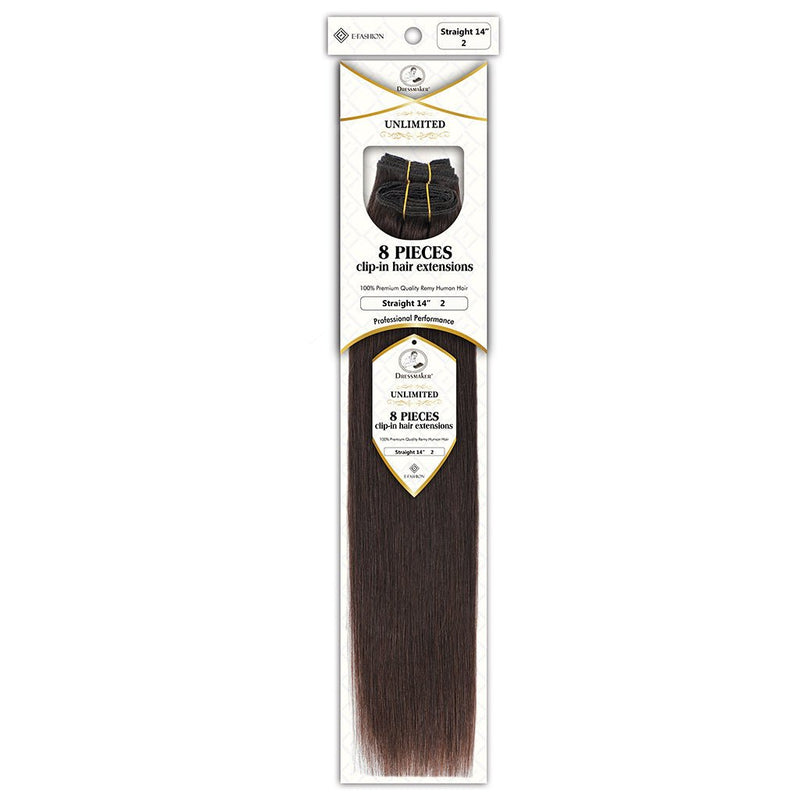 Dressmaker Unlimited 8 Piece Clip In Hair Extensions Single Weft Clip Straight 14 Inch, Dressmaker, Beautizone UK