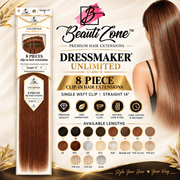 Dressmaker Unlimited 8 Piece Clip In Hair Extensions Single Weft Clip Straight 14 Inch, Dressmaker, Beautizone UK