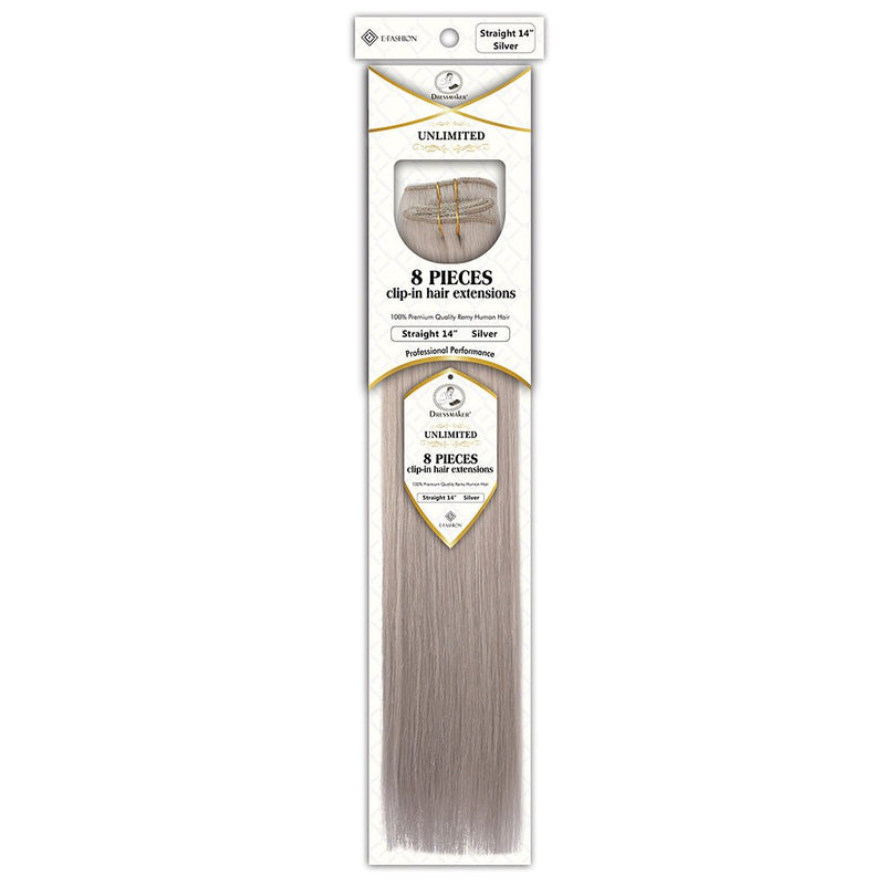 Dressmaker Unlimited 8 Piece Clip In Hair Extensions Single Weft Clip Straight 14 Inch, Dressmaker, Beautizone UK