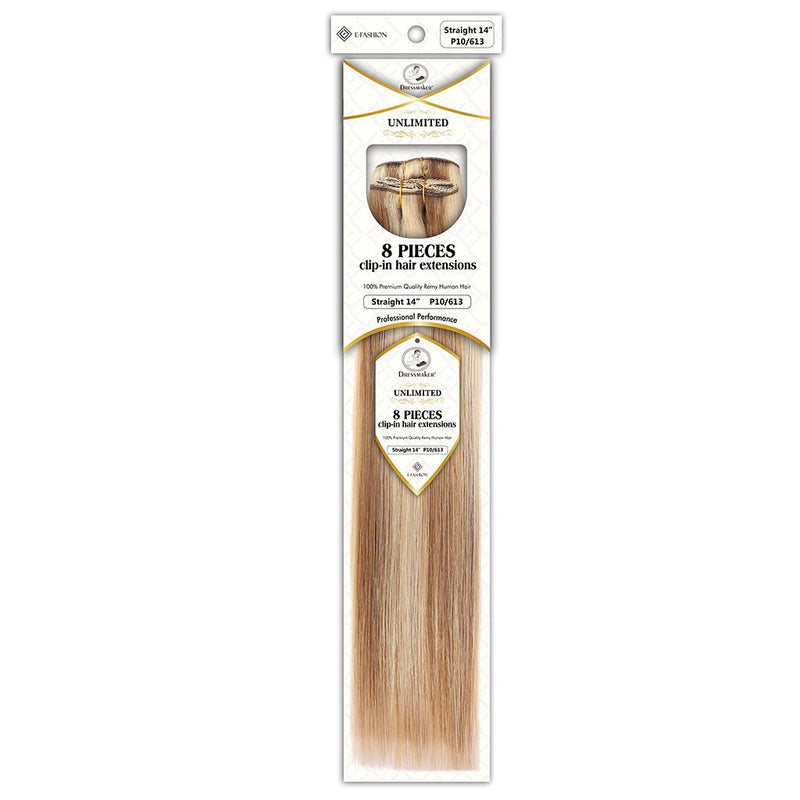 Dressmaker Unlimited 8 Piece Clip In Hair Extensions Single Weft Clip Straight 14 Inch, Dressmaker, Beautizone UK