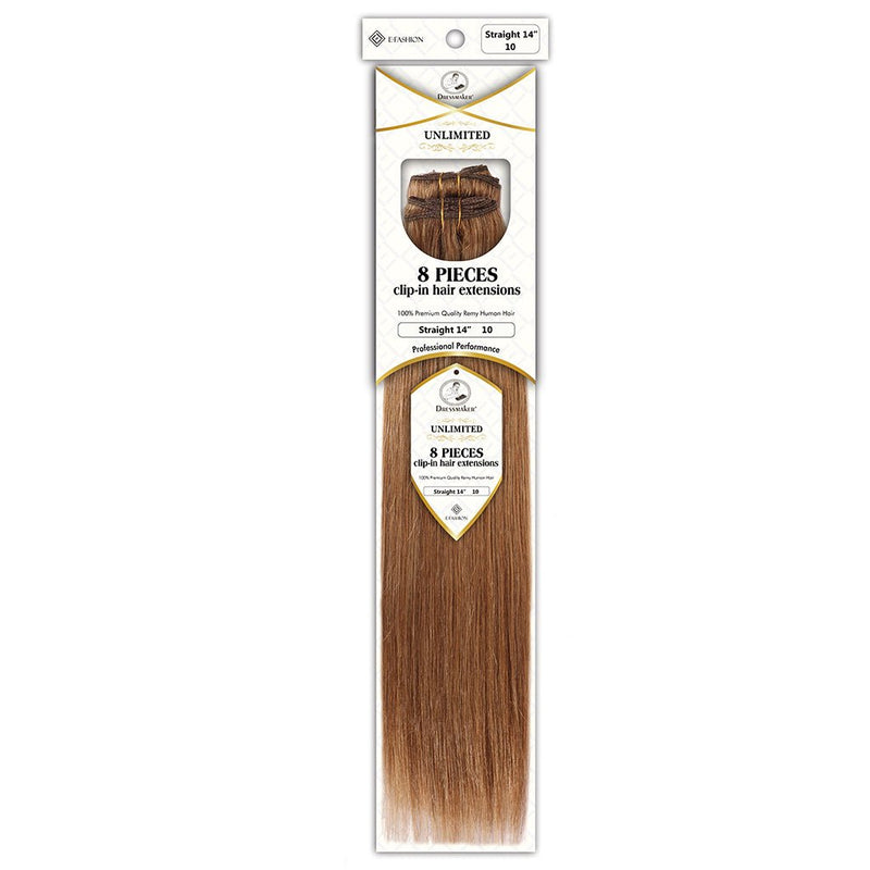Dressmaker Unlimited 8 Piece Clip In Hair Extensions Single Weft Clip Straight 14 Inch, Dressmaker, Beautizone UK