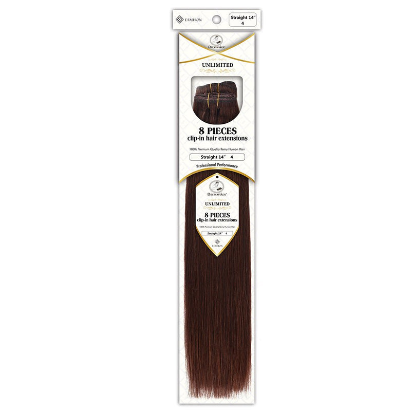 Dressmaker Unlimited 8 Piece Clip In Hair Extensions Single Weft Clip Straight 14 Inch, Dressmaker, Beautizone UK