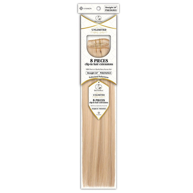 Dressmaker Unlimited 8 Piece Clip In Hair Extensions Single Weft Clip Straight 14 Inch, Dressmaker, Beautizone UK