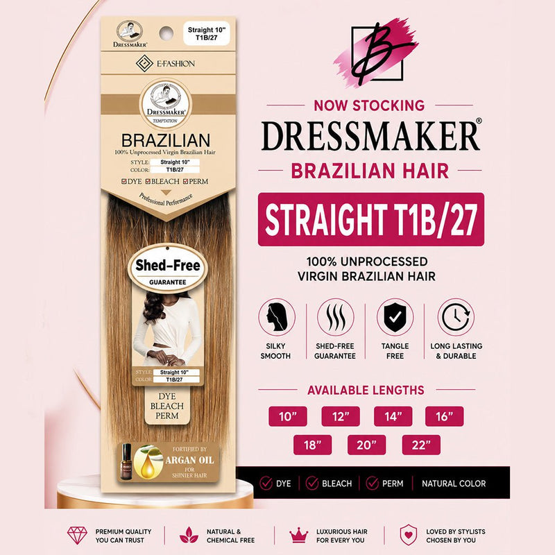 Dressmaker Unprocessed Virgin Brazilian Hair Straight T1B/27, Dressmaker, Beautizone UK